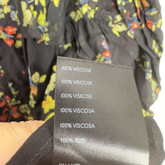 Anthropologie Jamison Tunic Top Small Black Floral Ruffle Semi Sheer Boho - Picture 10 of 12